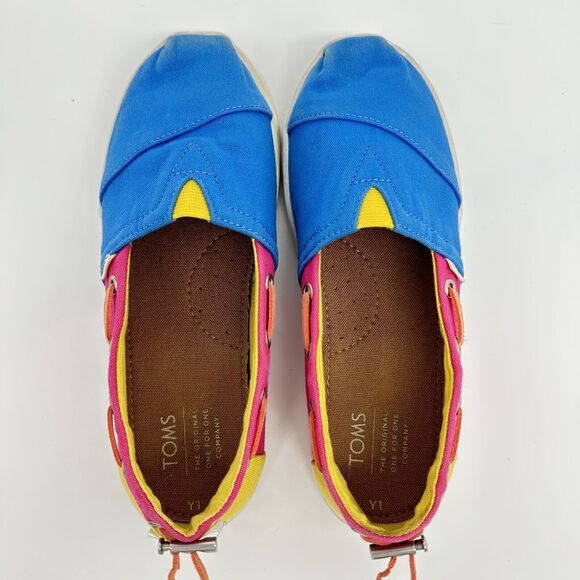 Youth Girls Toms Bimini Two-Tone Magenta Block Canvas Slip On Shoes Y1 - Picture 2 of 5